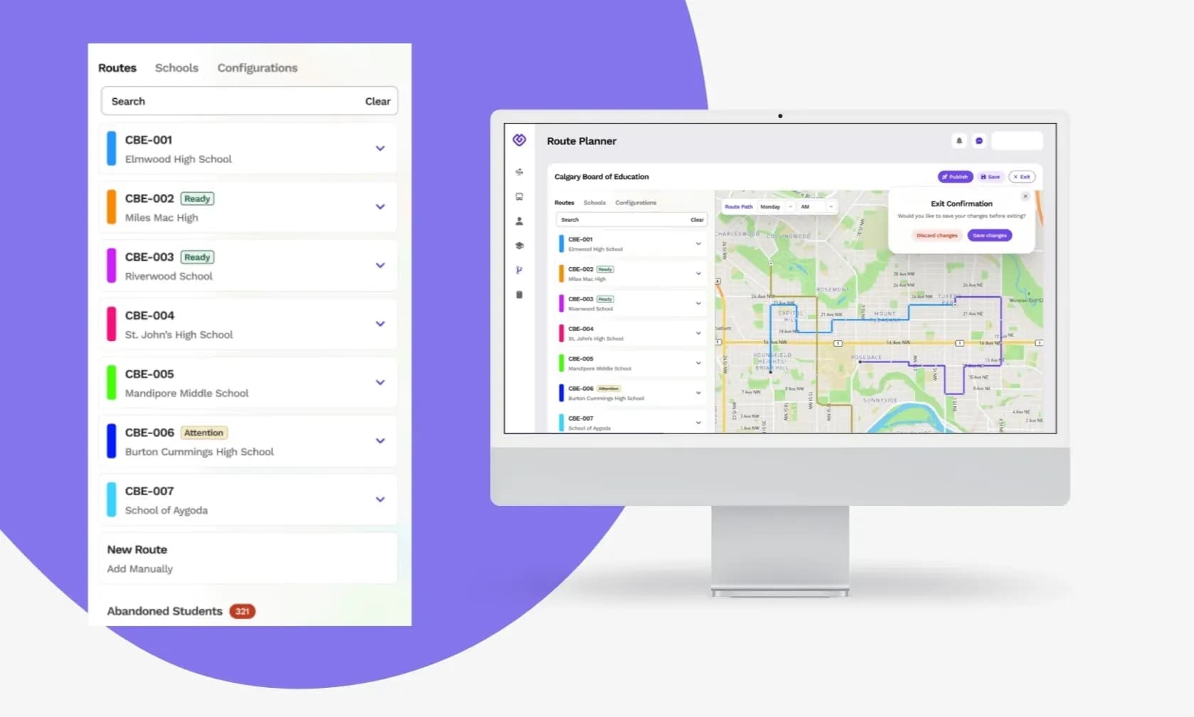 Route planner dashboard
